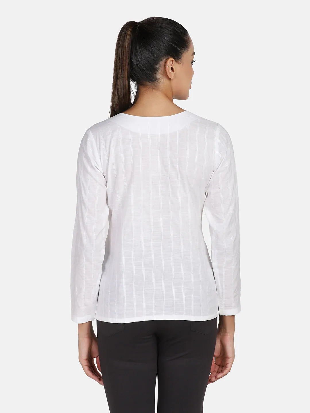 Formal Round Neck Top - White