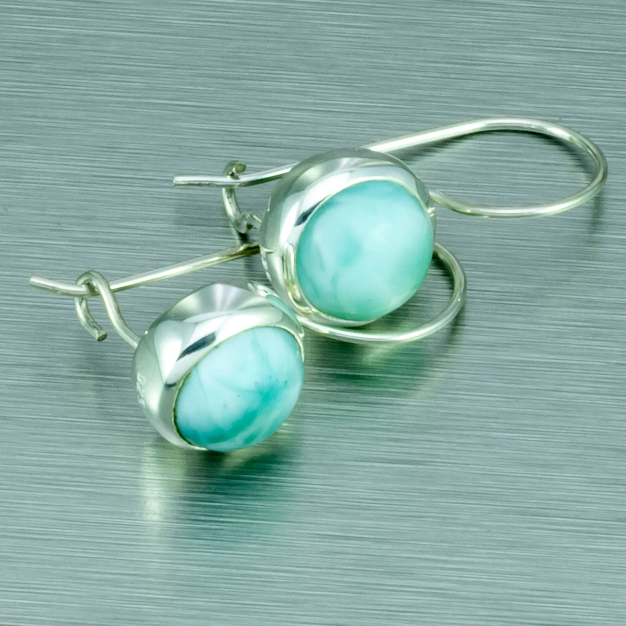 Larimar Hook-In Silver Earrings