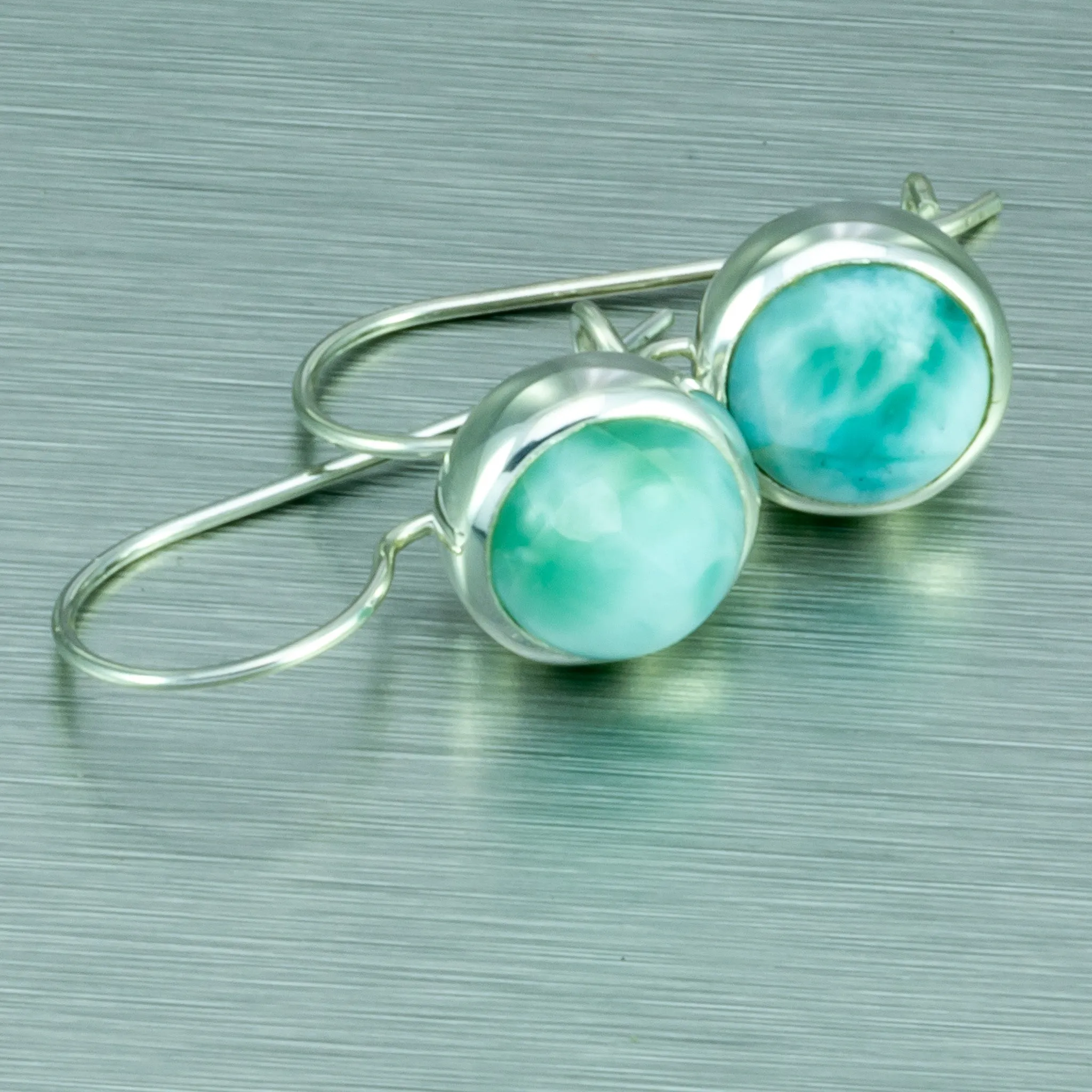 Larimar Hook-In Silver Earrings