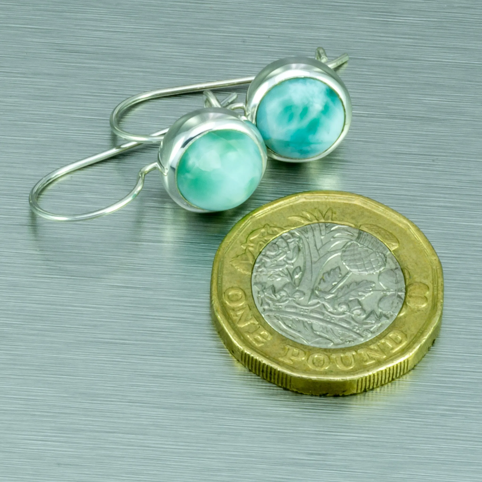 Larimar Hook-In Silver Earrings