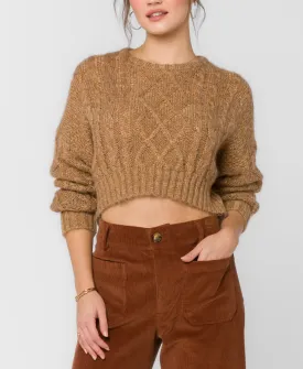 Maria Sparkle Cropped Cable Knit Sweater By Velvet Heart