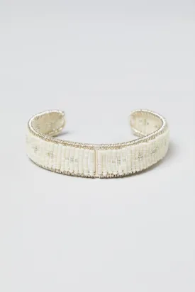 Narrow Esther Cuff - OFF WHITE/SILVER