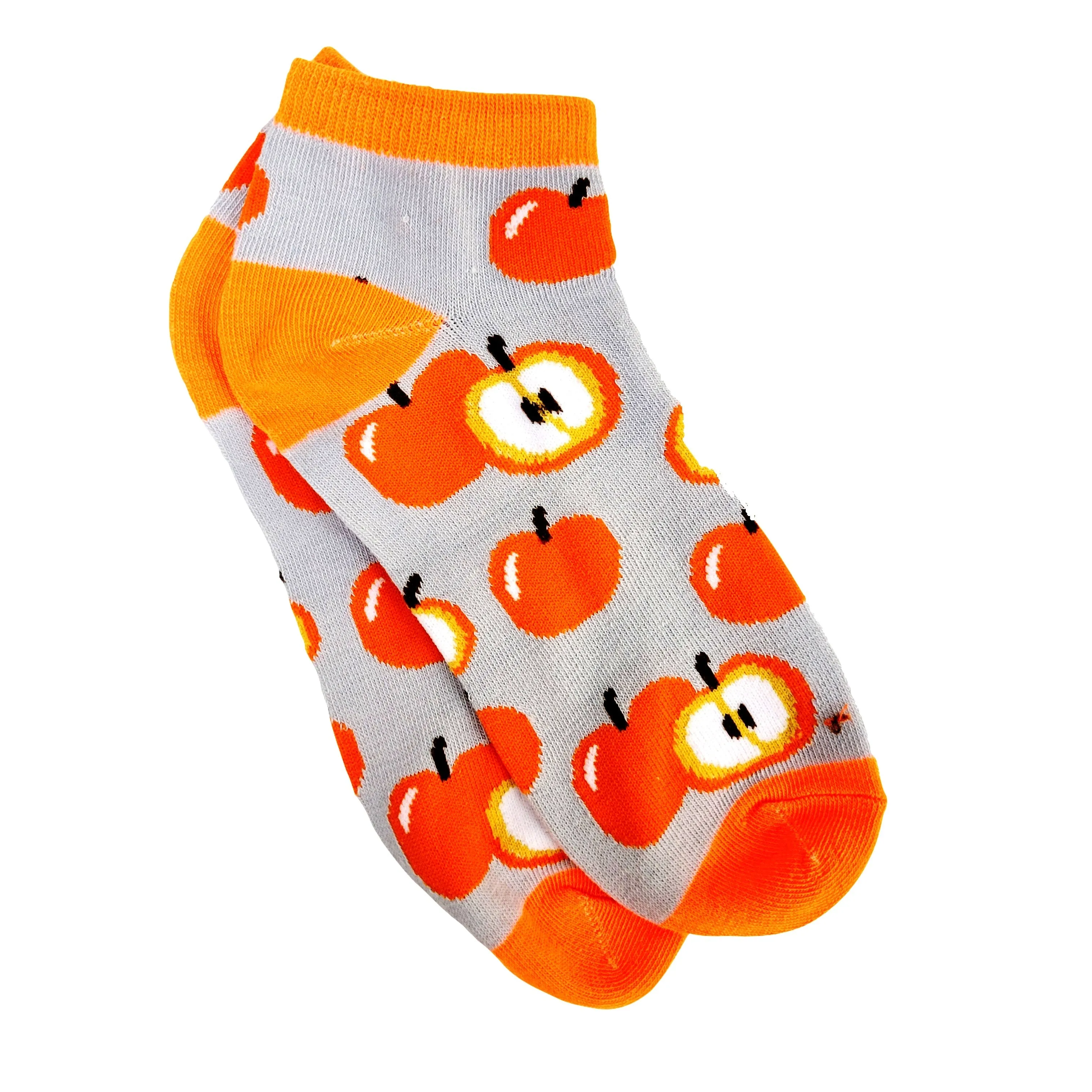 Orange Colored Apple Pattern  Ankle Socks (Adult Medium - Women's Shoe Sizes 5-10)