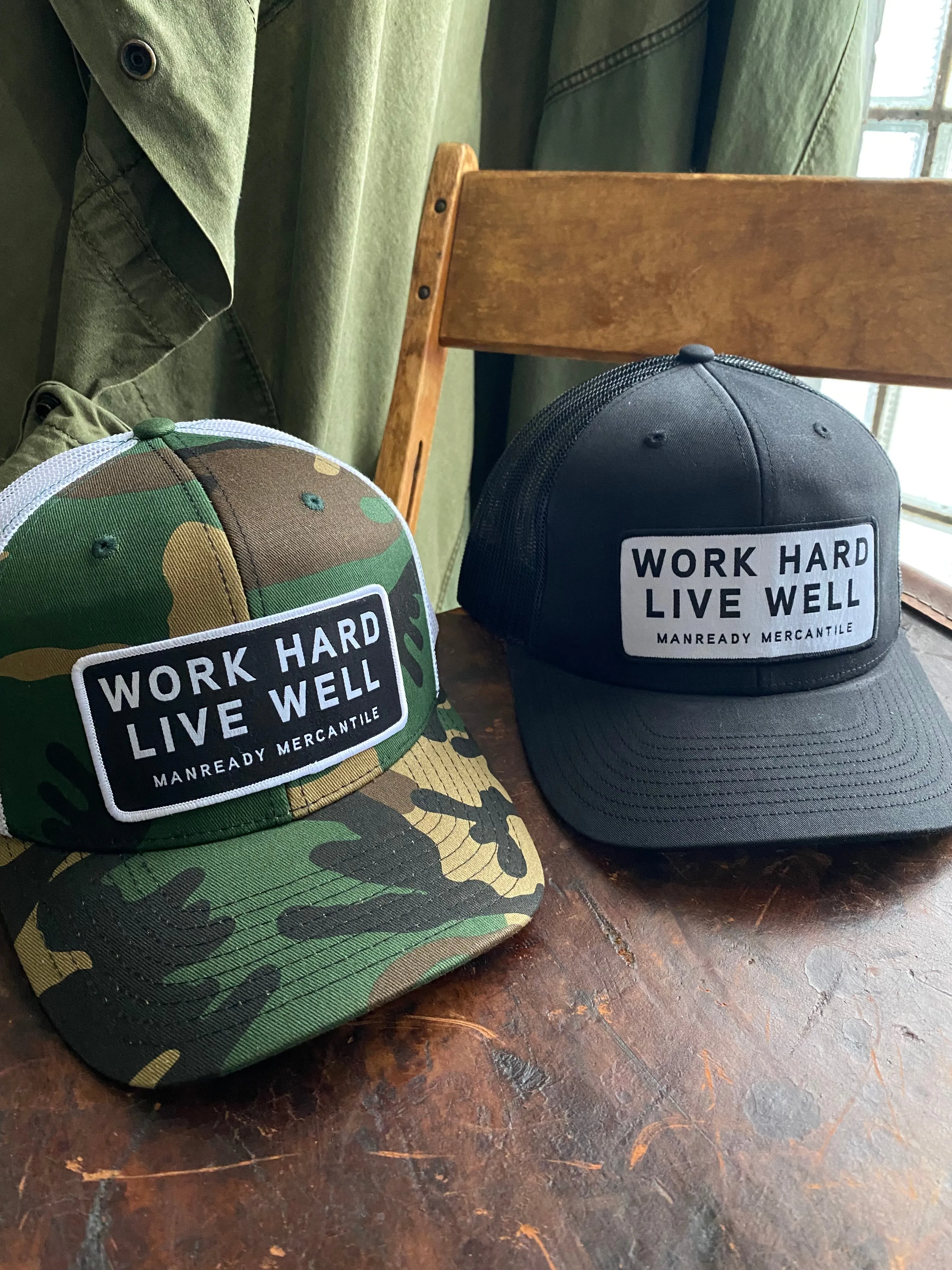 Patch | Work Hard Live Well | Black   White | Manready Mercantile