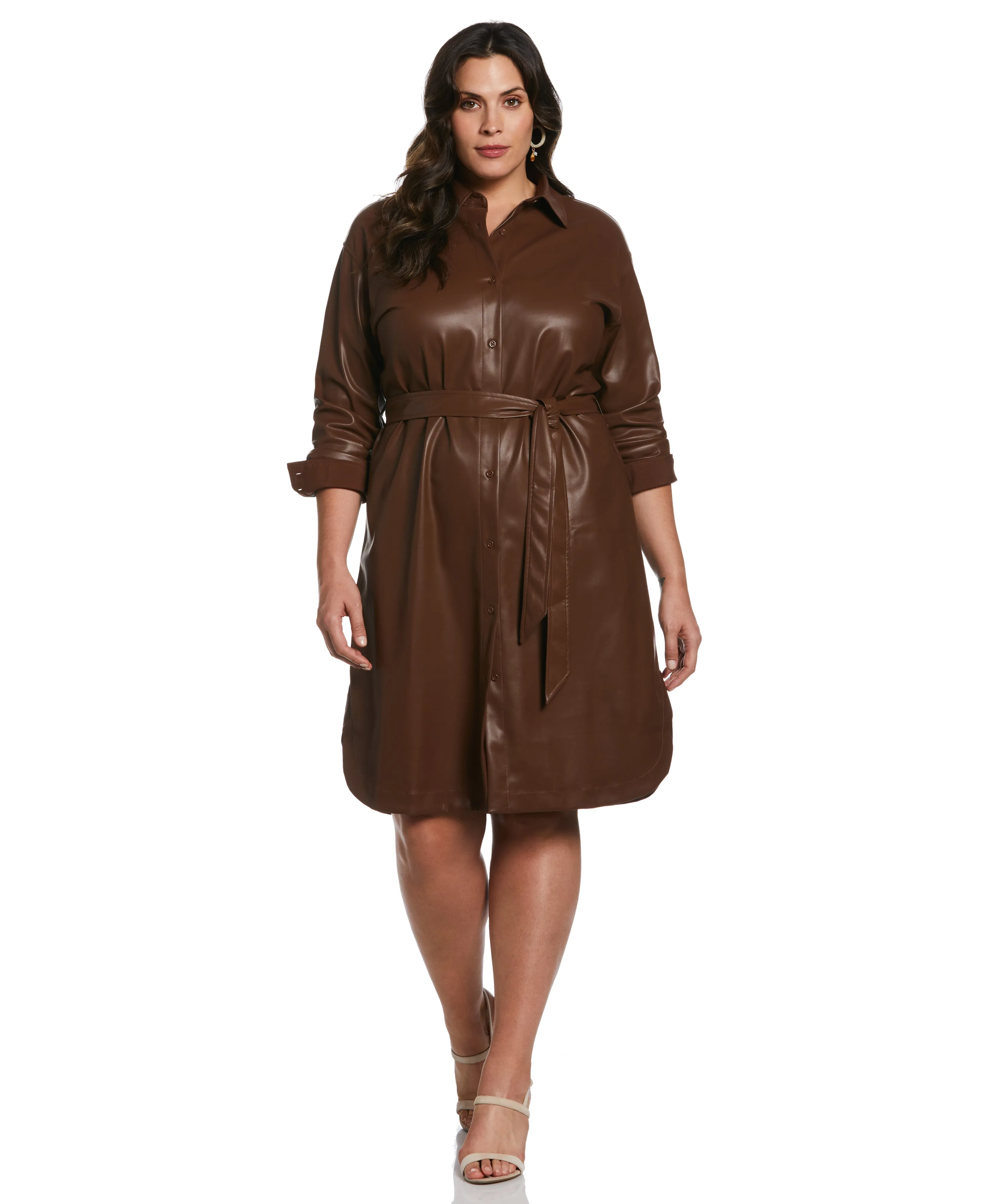 Plus Size Vegan Leather Shirtdress