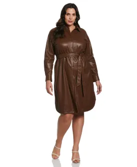 Plus Size Vegan Leather Shirtdress