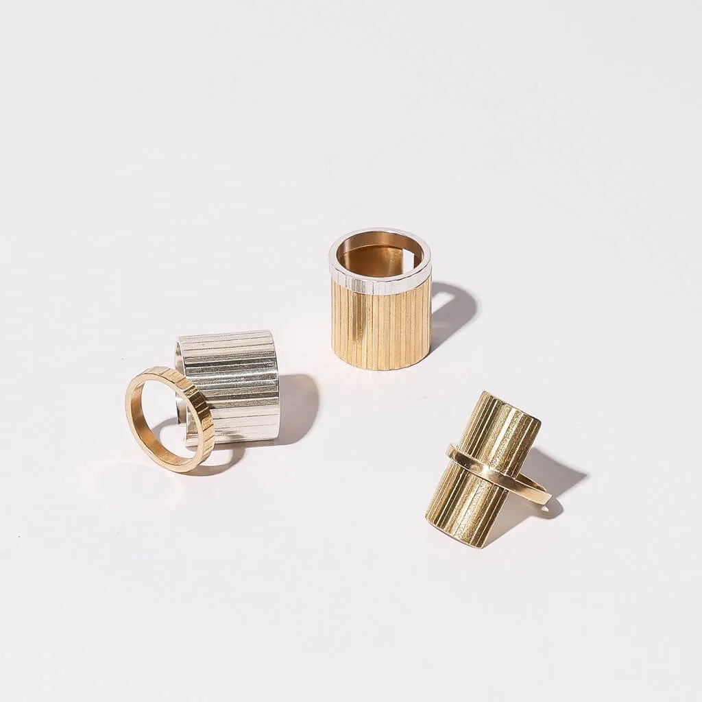 Ridge Adjustable Cuff Ring - Brass