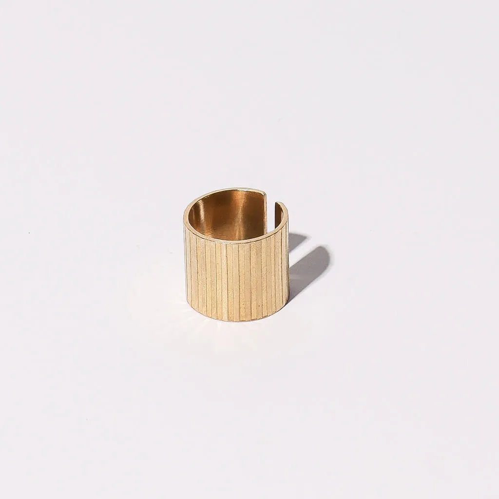 Ridge Adjustable Cuff Ring - Brass