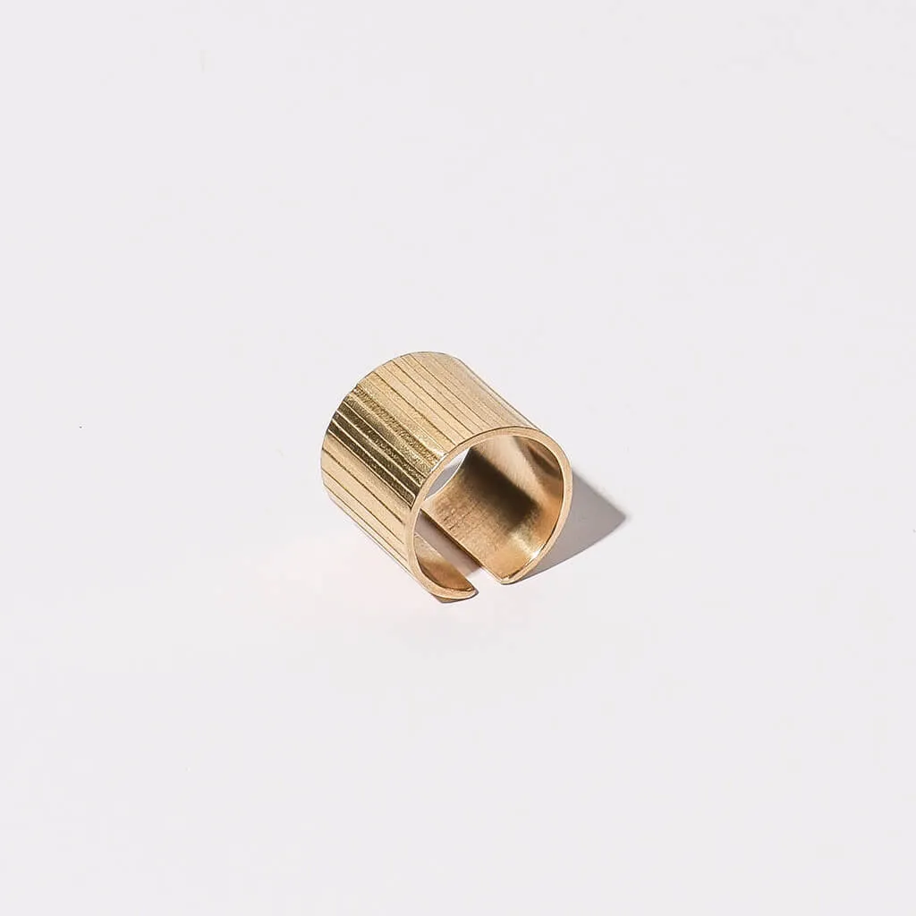 Ridge Adjustable Cuff Ring - Brass