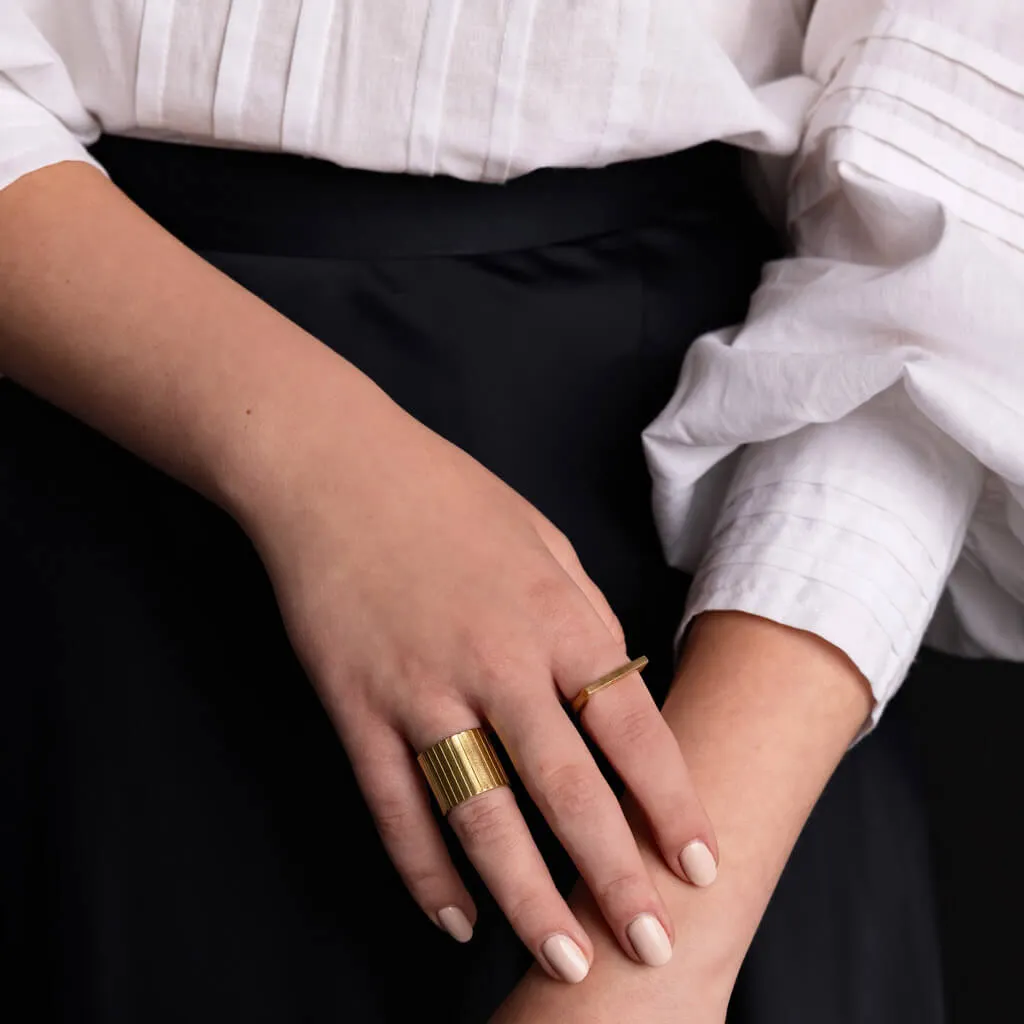 Ridge Adjustable Cuff Ring - Brass