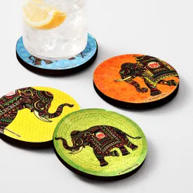 Signature Round Coasters with Holder (Set of 4)