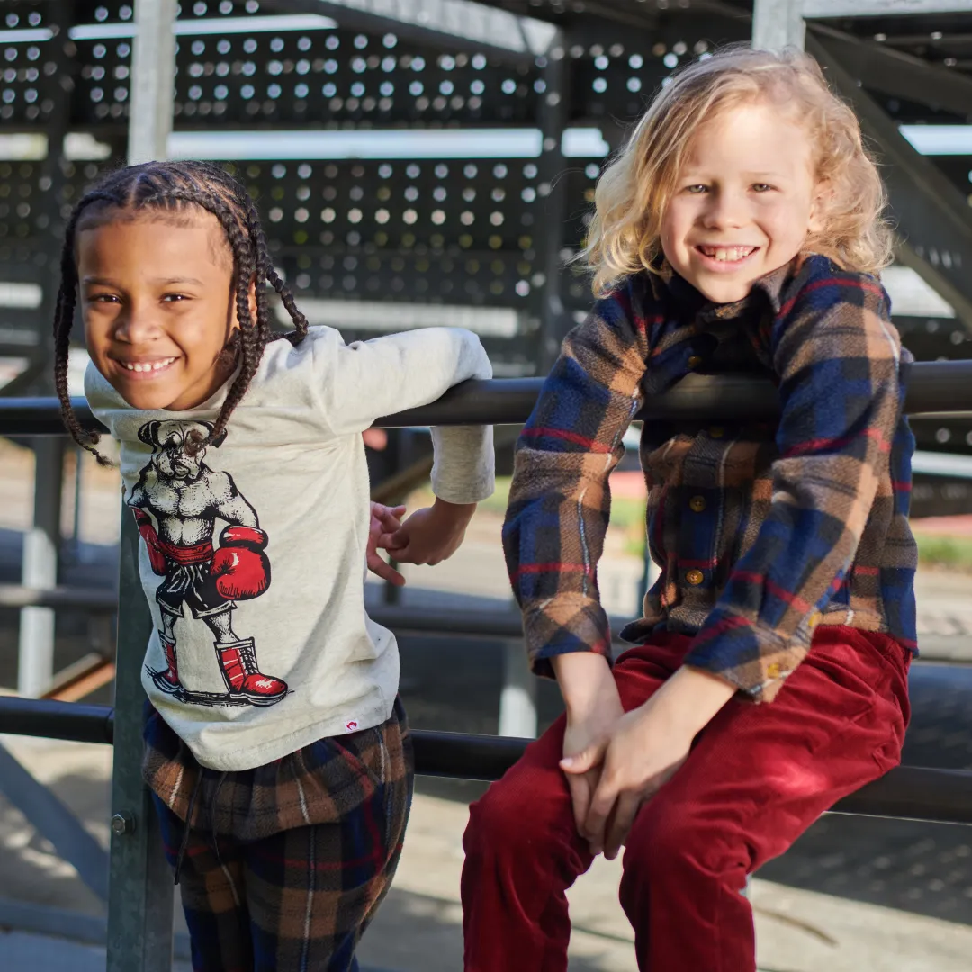 Snow Fleece Shirt | Navy/Khaki Plaid