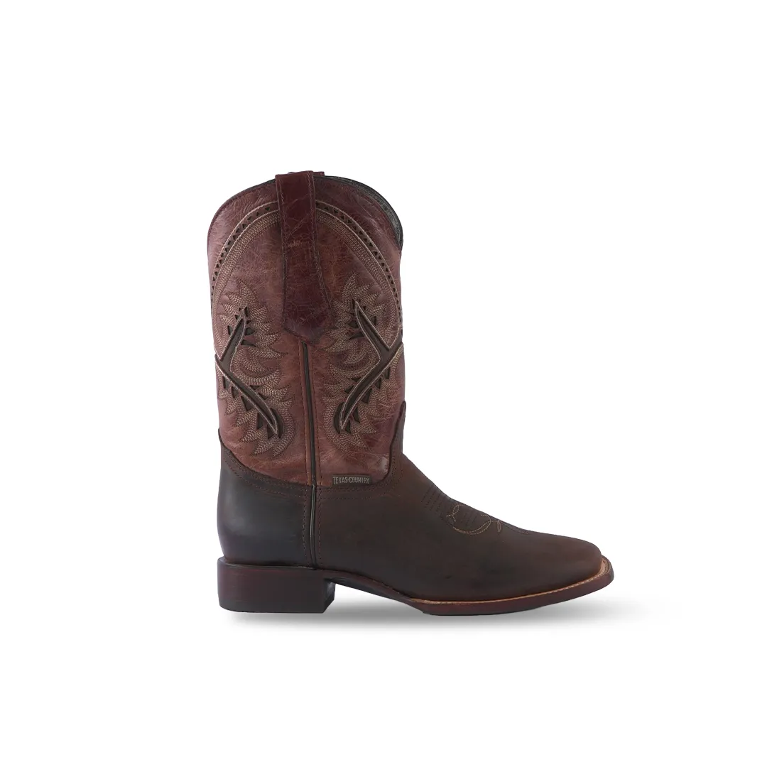 Texas Country Western Boot Azkar Moka Square Toe E29