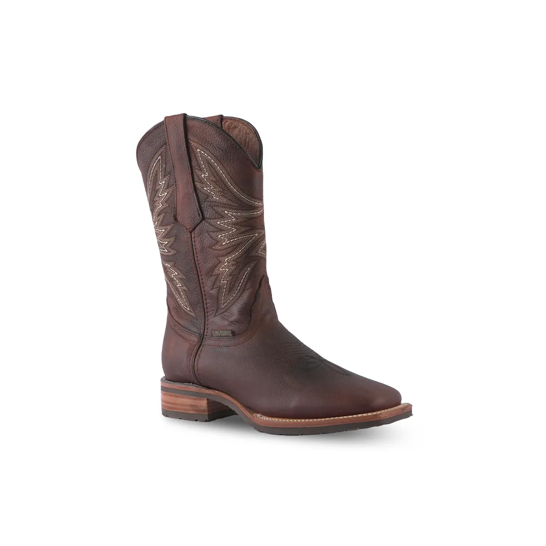 Texas Country Western Boot Grisly Grasso Cognac Square Toe E637