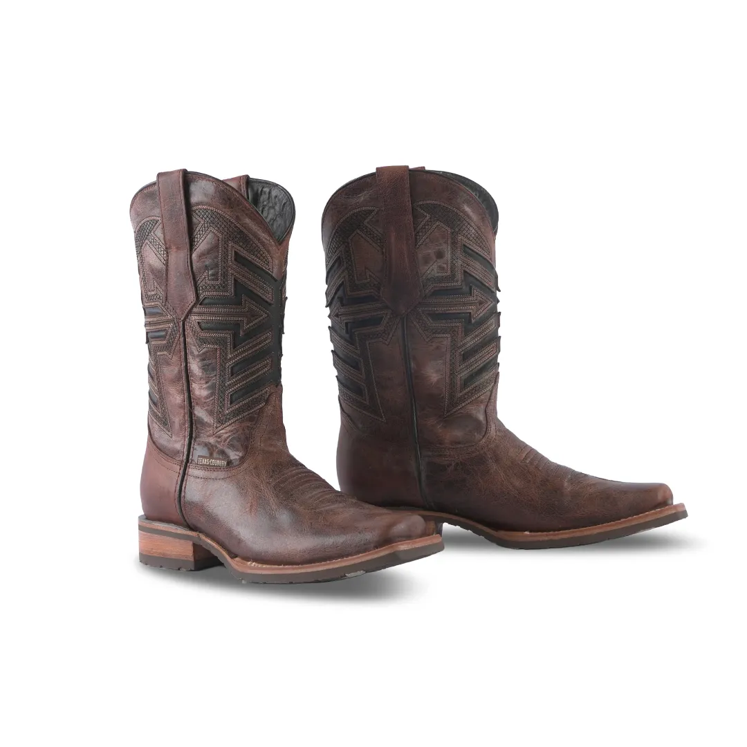 Texas Country Western Boot Roca Talco Cognac Square Toe E668